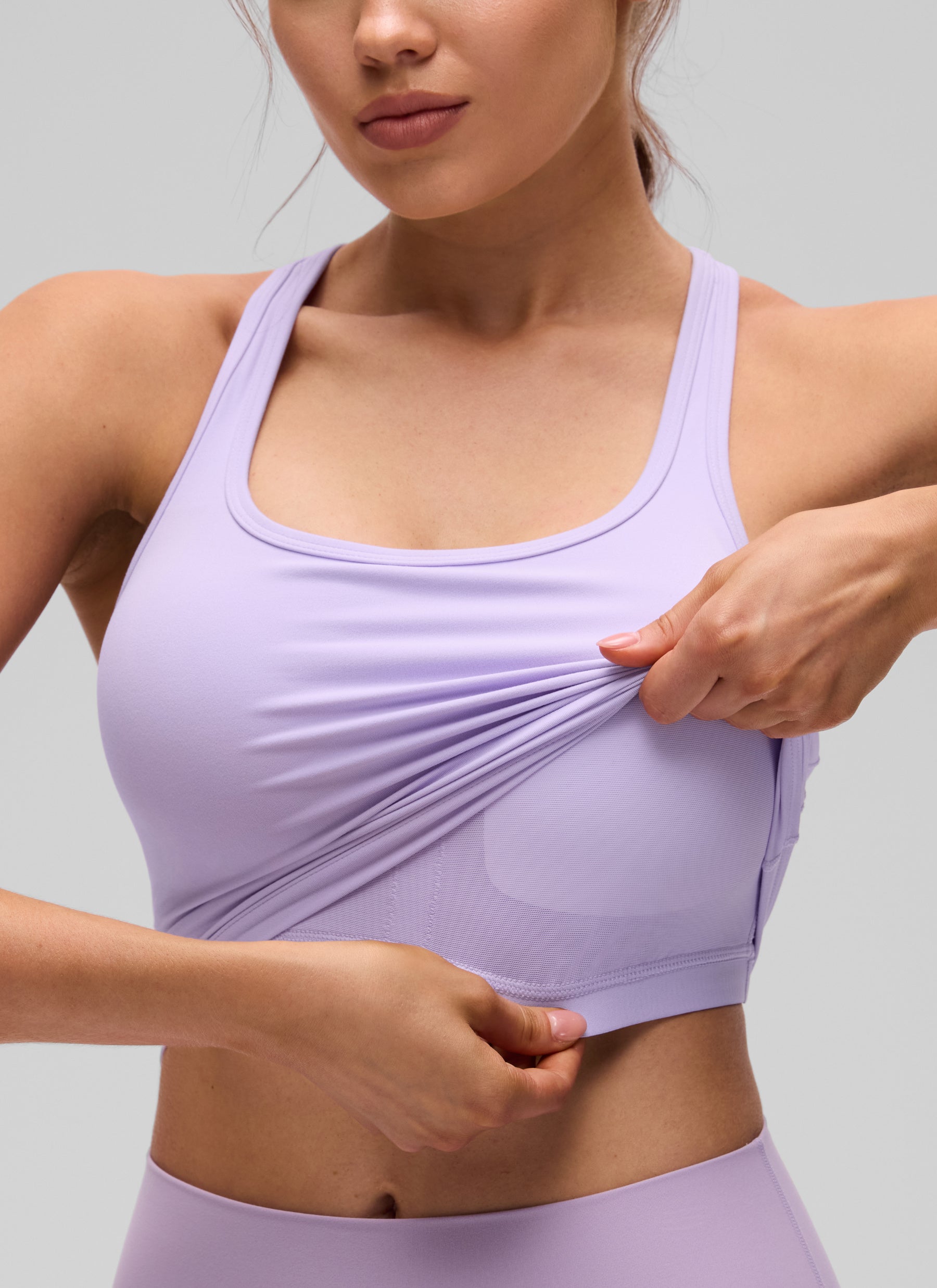 CRZ YOGA Women's Yoga Low support Butterluxe Scoop Neck Bra Y-Back Lavender Frost