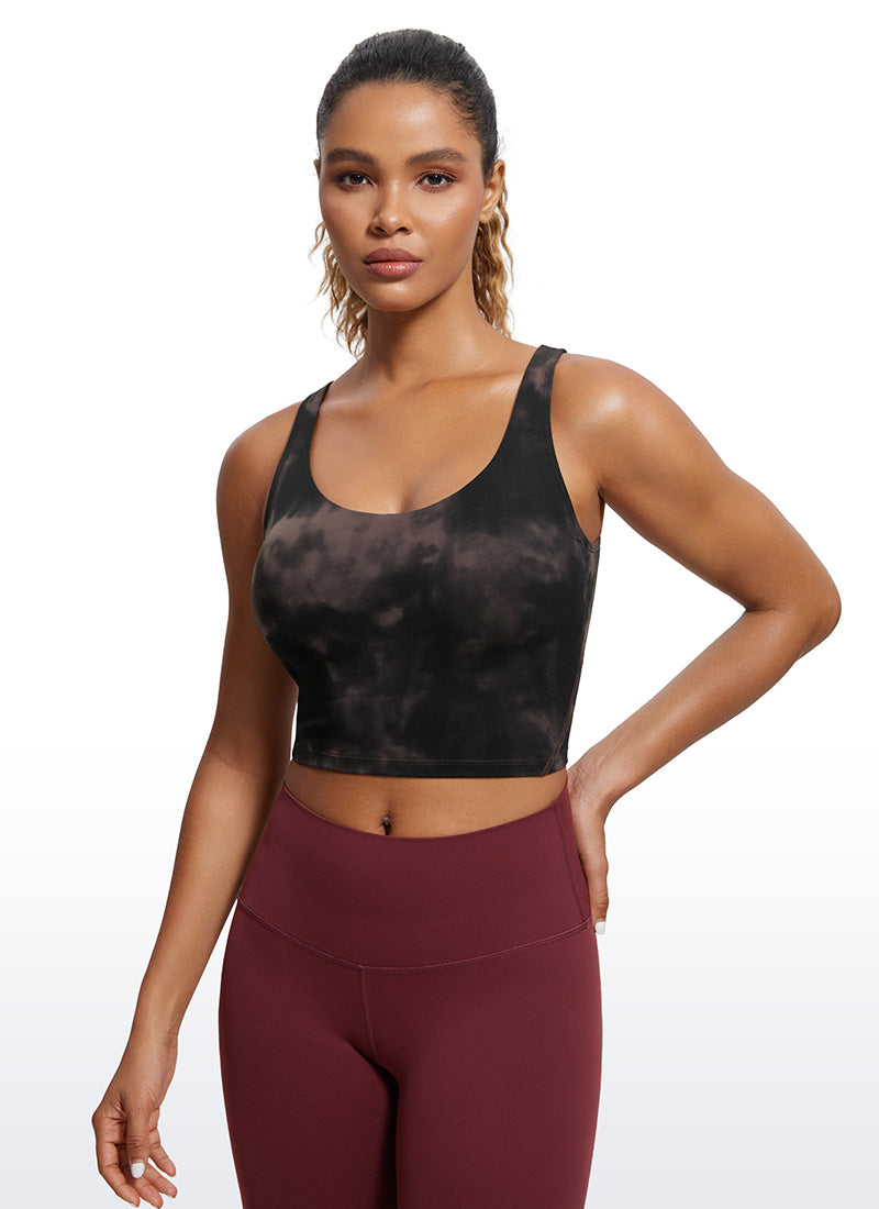 CRZ YOGA บราโยгаสำหรับผู้หญิง แบบ Low supportButterluxe Longline U-back สี Taupe ลาย Tie Dye ดอกไม้