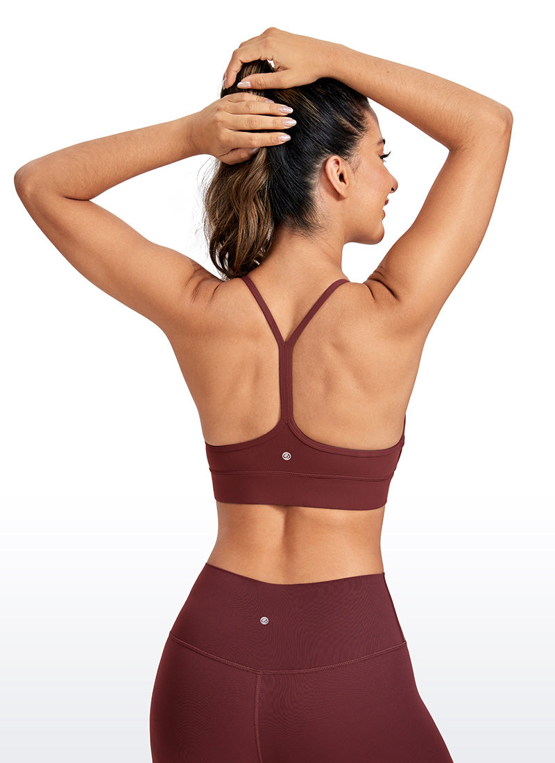 CRZ YOGA Women's Yoga Light Support Butterluxe Longline Bra Y-Back Noctilucence Red