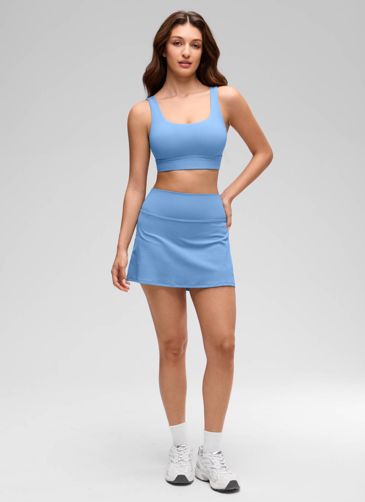 CRZ YOGA Women's Yoga Low Support Butterluxe Sport Bra U Back Longline Party Blue