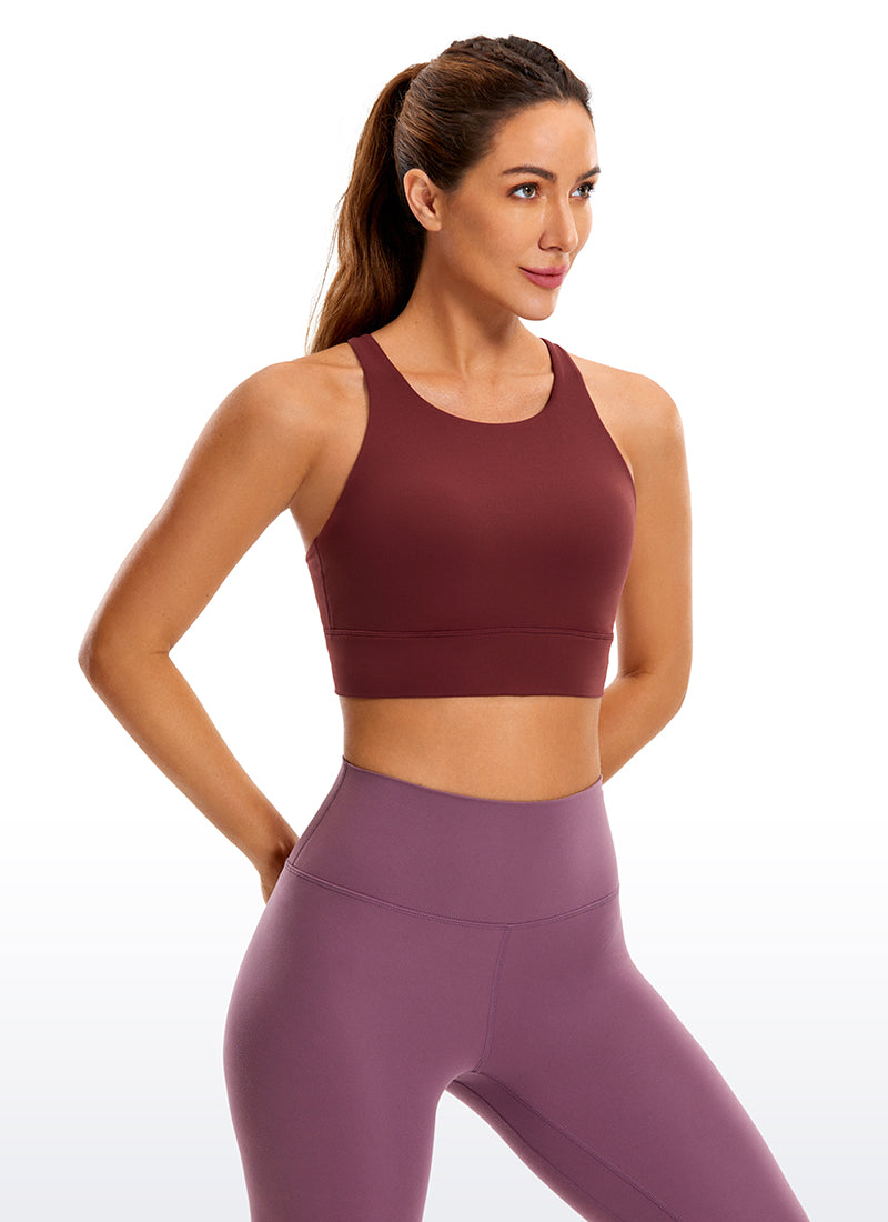 CRZ YOGA Women's Training Medium Support Butterluxe Bra Strappy back Noctilucence Red