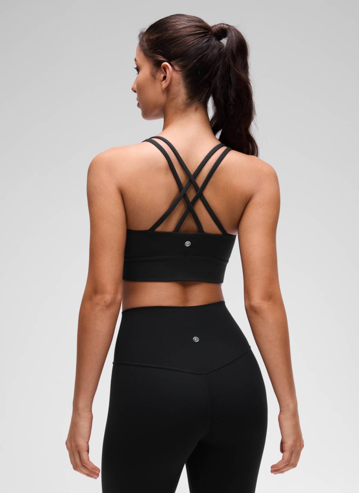 CRZ YOGA Womens Butterluxe Strappy Longline Criss Cross Molded Cup Bra Black