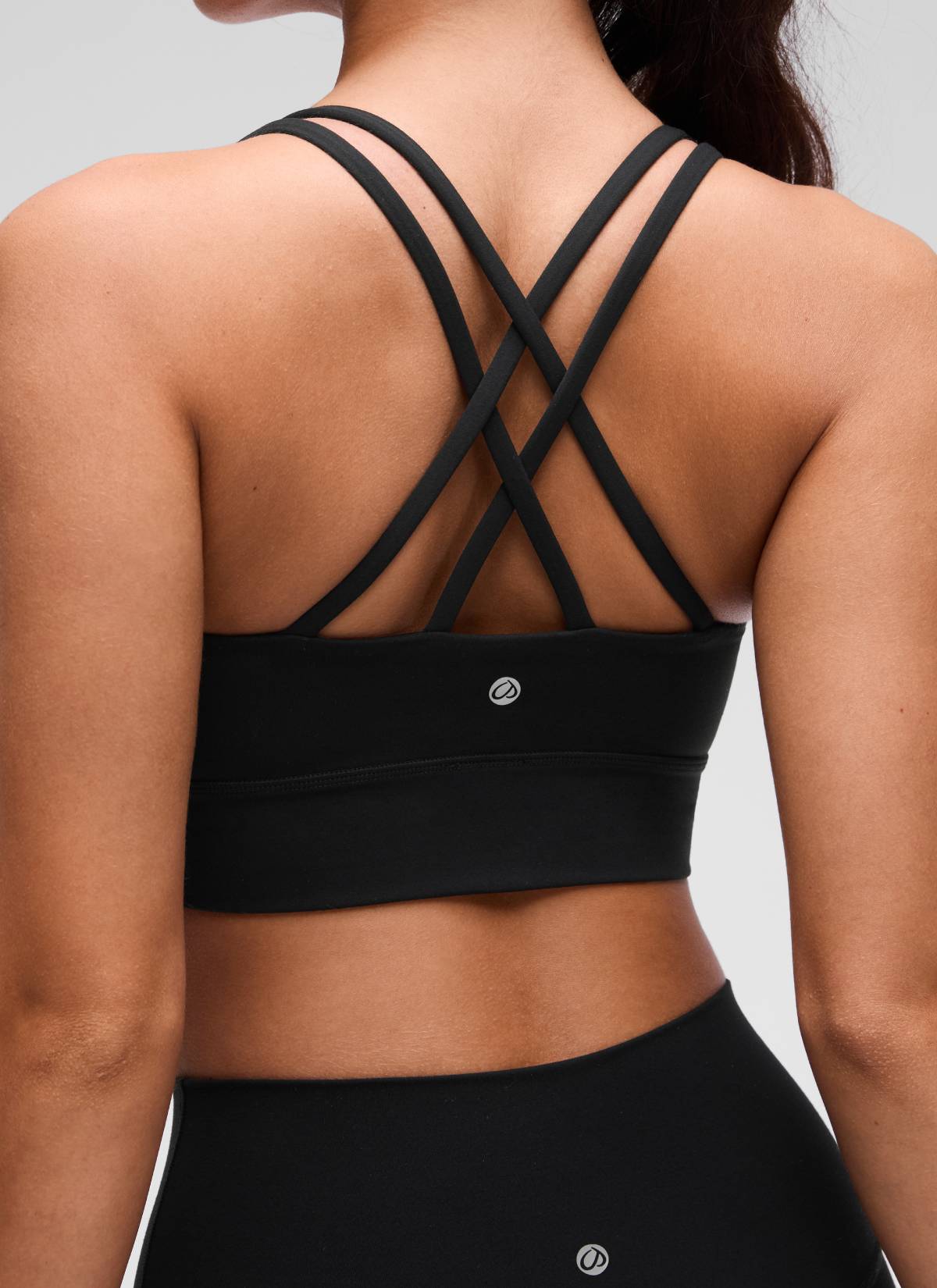CRZ YOGA Womens Butterluxe Strappy Longline Criss Cross Molded Cup Bra Black