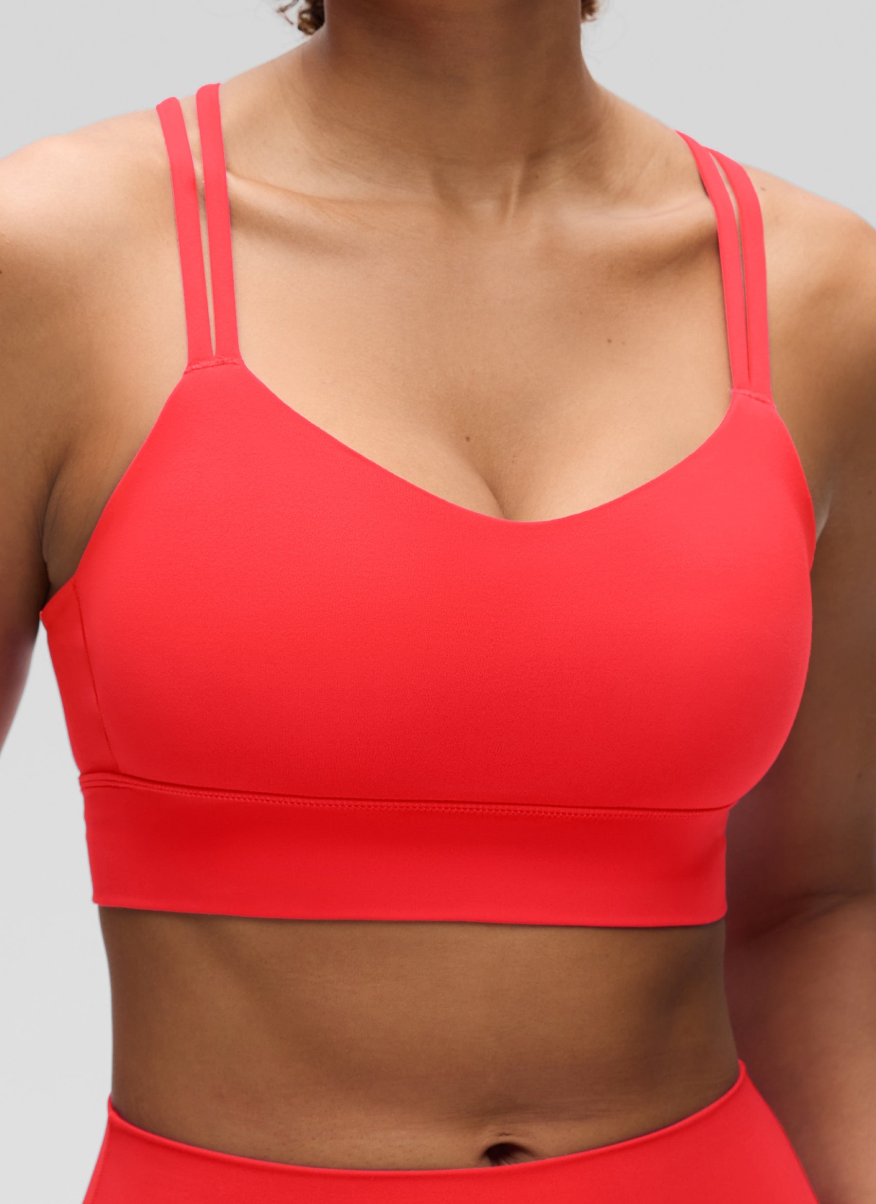 CRZ YOGA Womens Butterluxe Strappy Longline Criss Cross Molded Cup Bra Deep Red