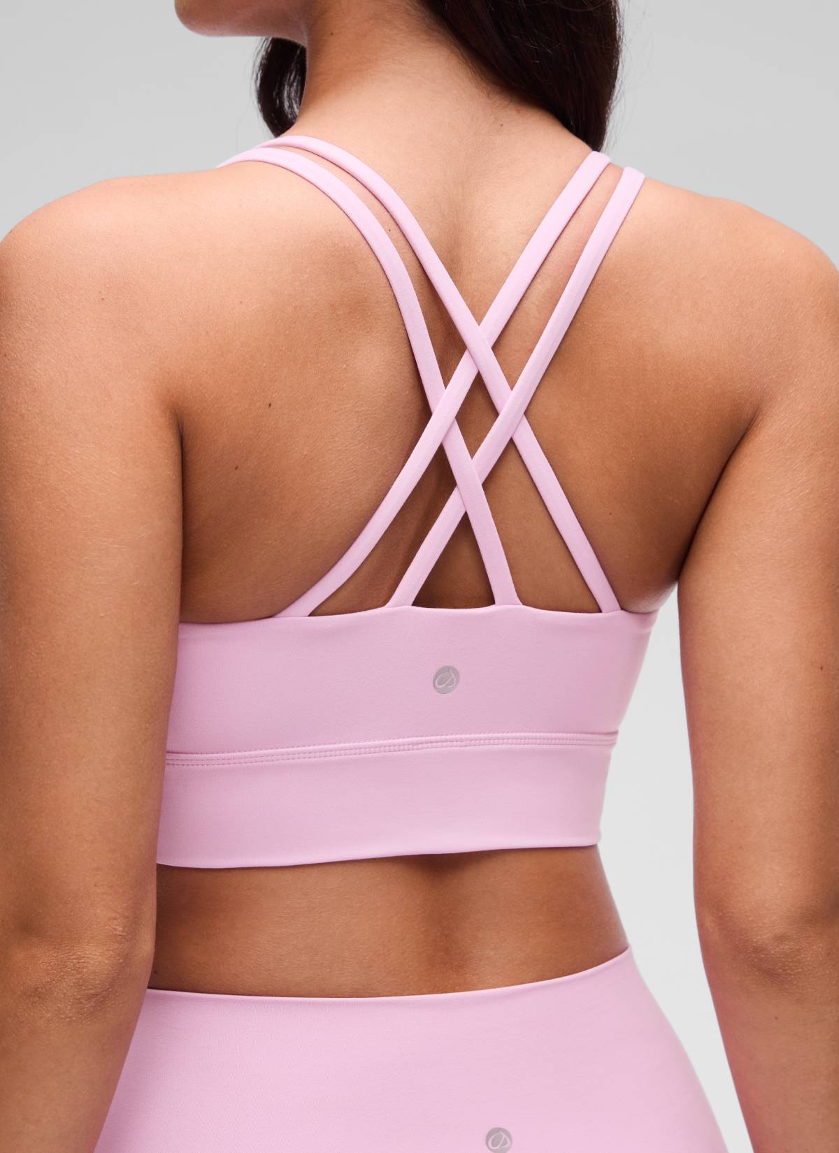 CRZ YOGA Womens Butterluxe Strappy Longline Criss Cross Molded Cup Bra Vita Pink