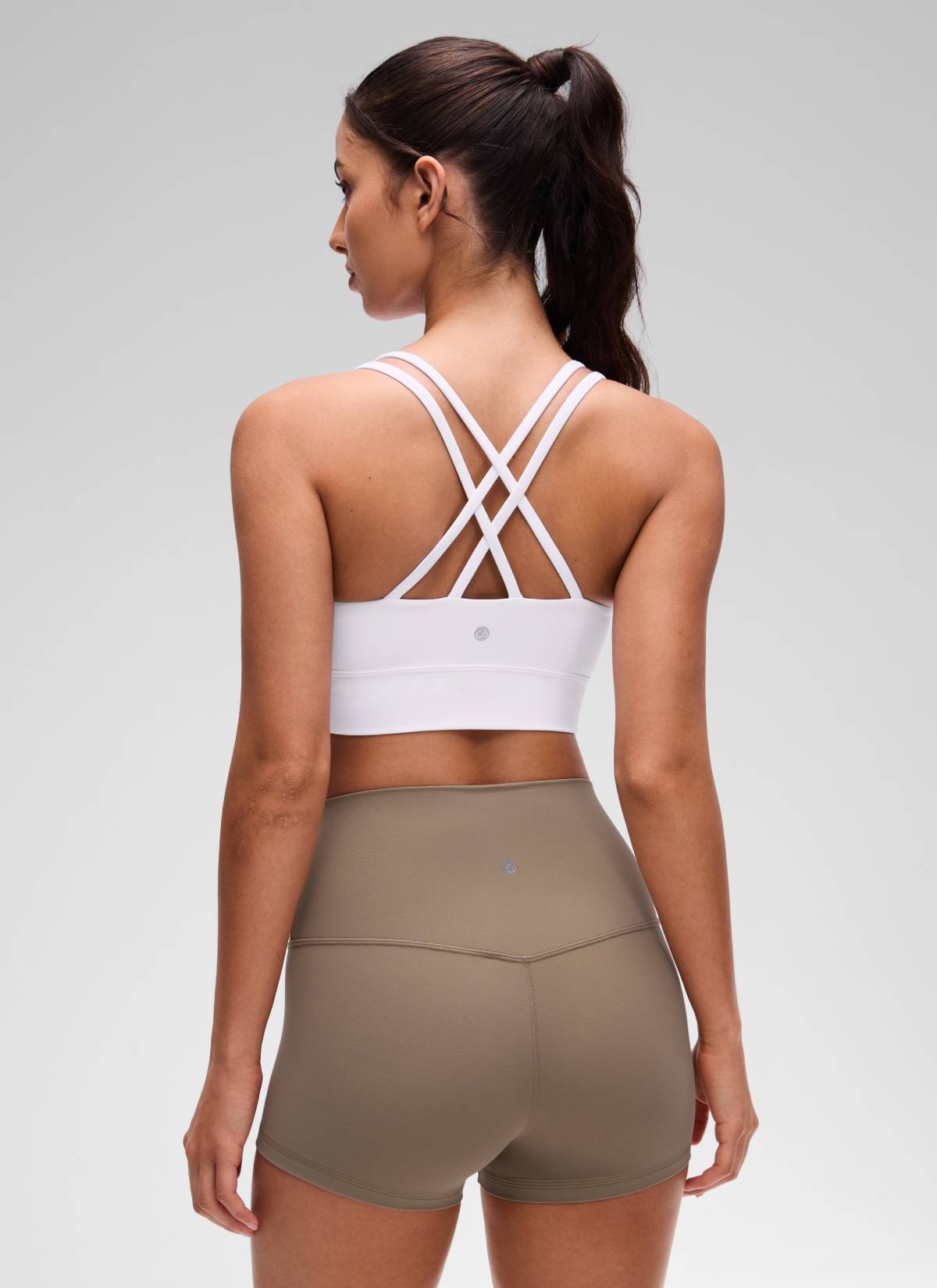 CRZ YOGA Womens Butterluxe Strappy Longline Criss Cross Molded Cup Bra White