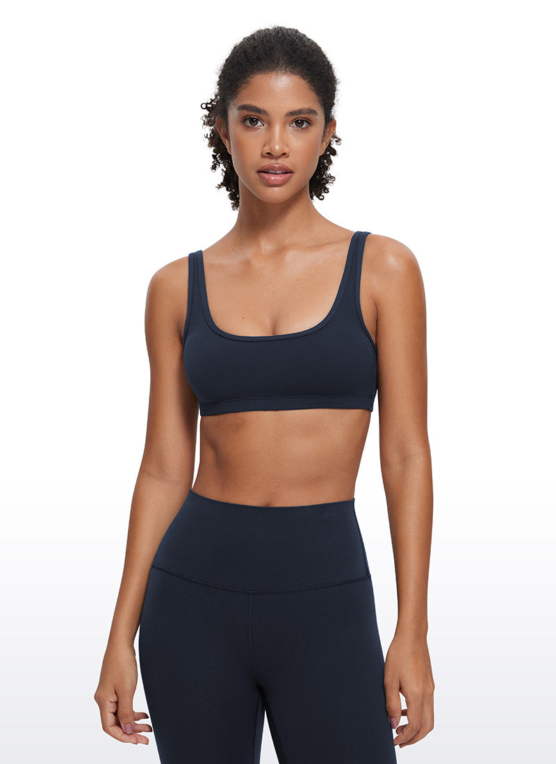 CRZ YOGA WomenButterluxe เสื้อคามิคอวีคอกลมพร้อมบราเสริมฟองน้ำแบบมินิ สี Twilight Blue