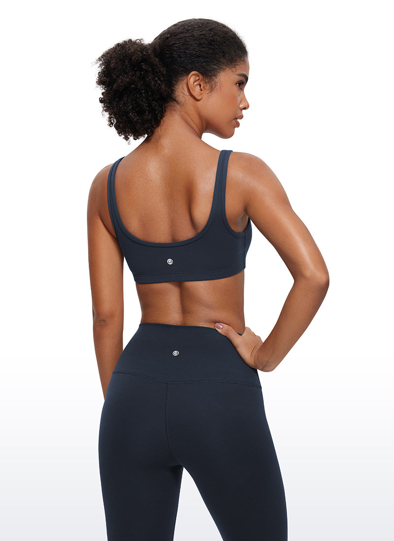 CRZ YOGA WomenButterluxe เสื้อคามิคอวีคอกลมพร้อมบราเสริมฟองน้ำแบบมินิ สี Twilight Blue