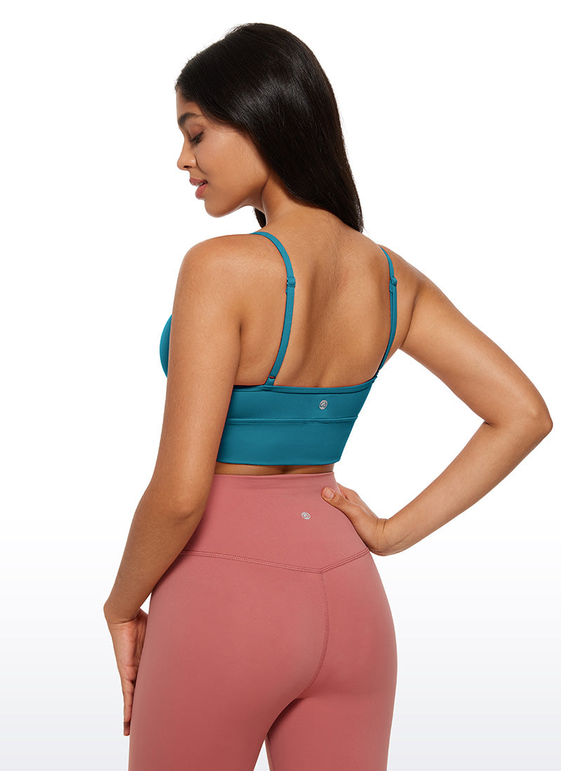 CRZ YOGAButterluxe บราออกกำลังกายแบบคามิโซลคอวีแบบยาวสำหรับผู้หญิง สีเขียวโบเรียลิส