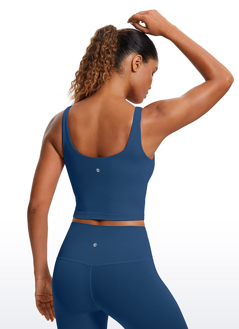 CRZ YOGA Women's Tight Fit Tops Butterluxe Built-in Bra U Back Tank French Navy