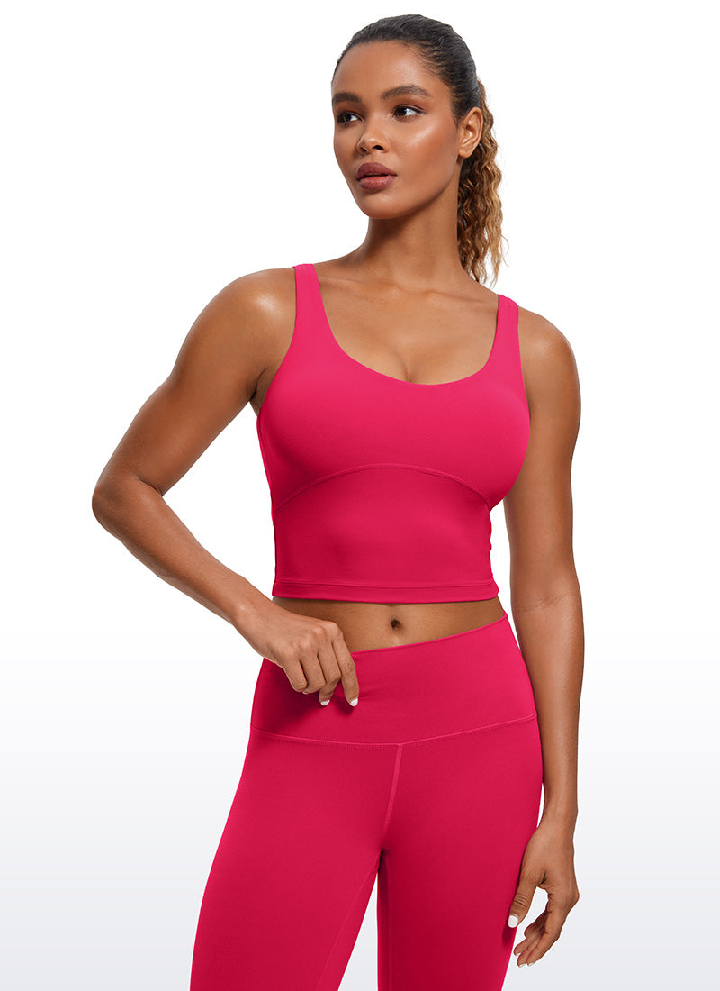 CRZ YOGA Women's Tight Fit Tops Butterluxe Built-in Bra U Back Tank Viva Magenta