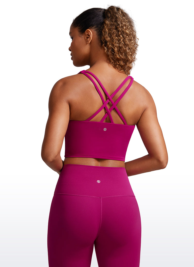 CRZ YOGA Womens Butterluxe Strappy Longline Criss Cross Sports Bra Magenta Purple