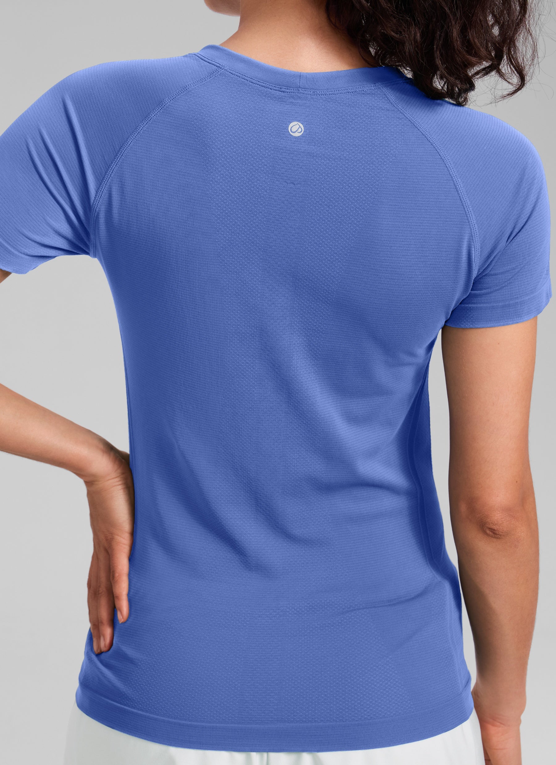 CRZ YOGA Women's Running Classic Fit Shirts Seamless Short Sleeves Wild Indigo
