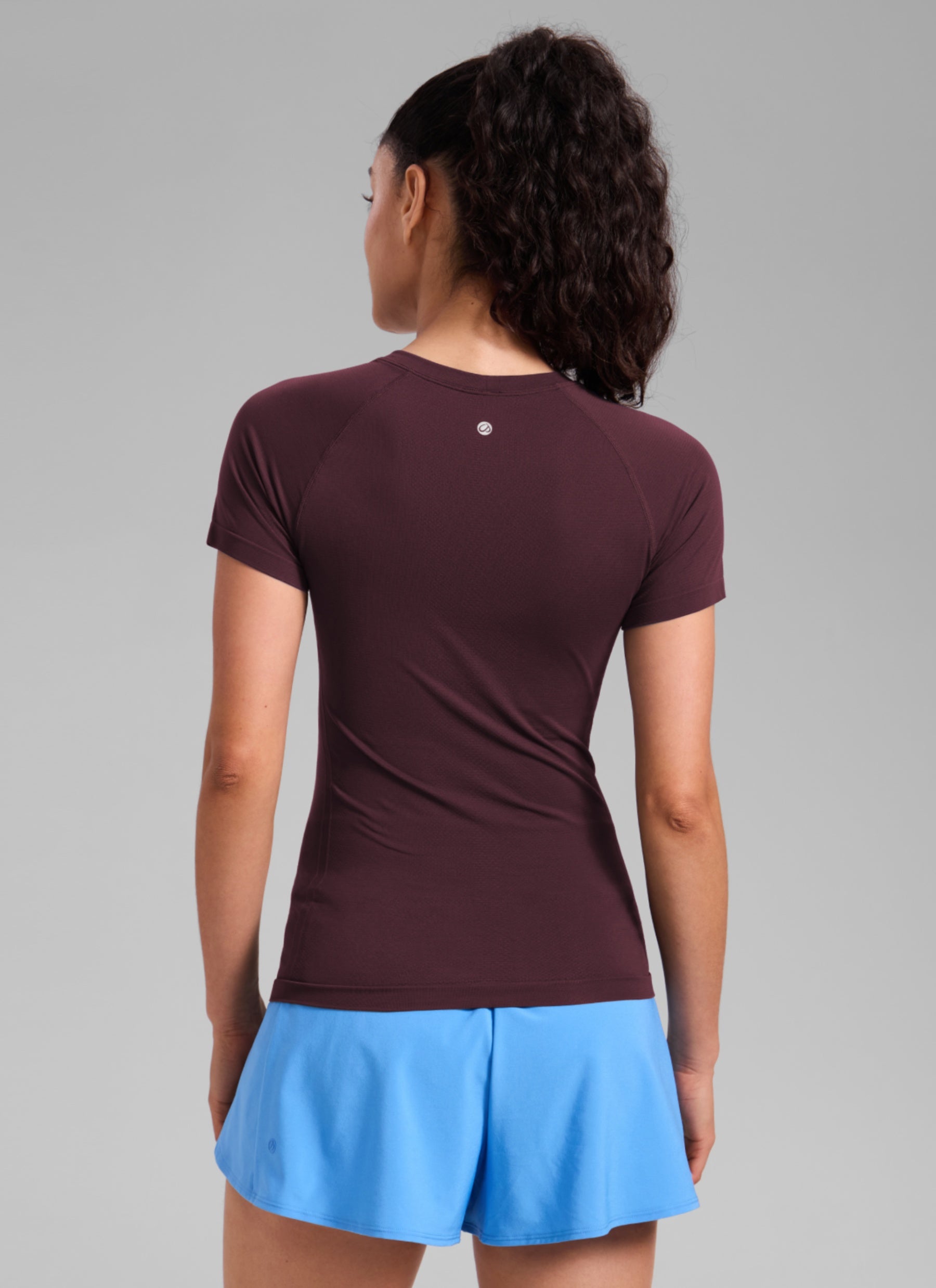 CRZ YOGA Women's Running Classic Fit Shirts Seamless Short Sleeves Ripe Plum