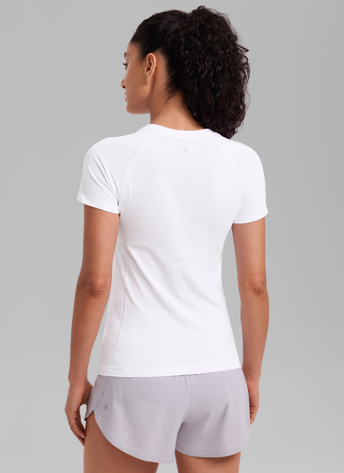 CRZ YOGA Women's Running Classic Fit Shirts Seamless Short Sleeves White