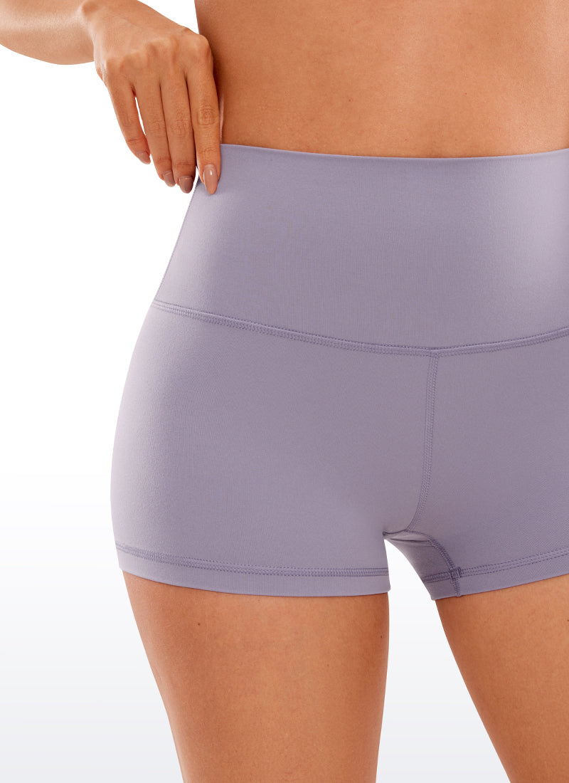 CRZ YOGA กางเกงบิกเกอร์สำหรับผู้หญิงแบบ High Rise BootyButterluxe , ความยาว 2.5'' สี Lavender Mist