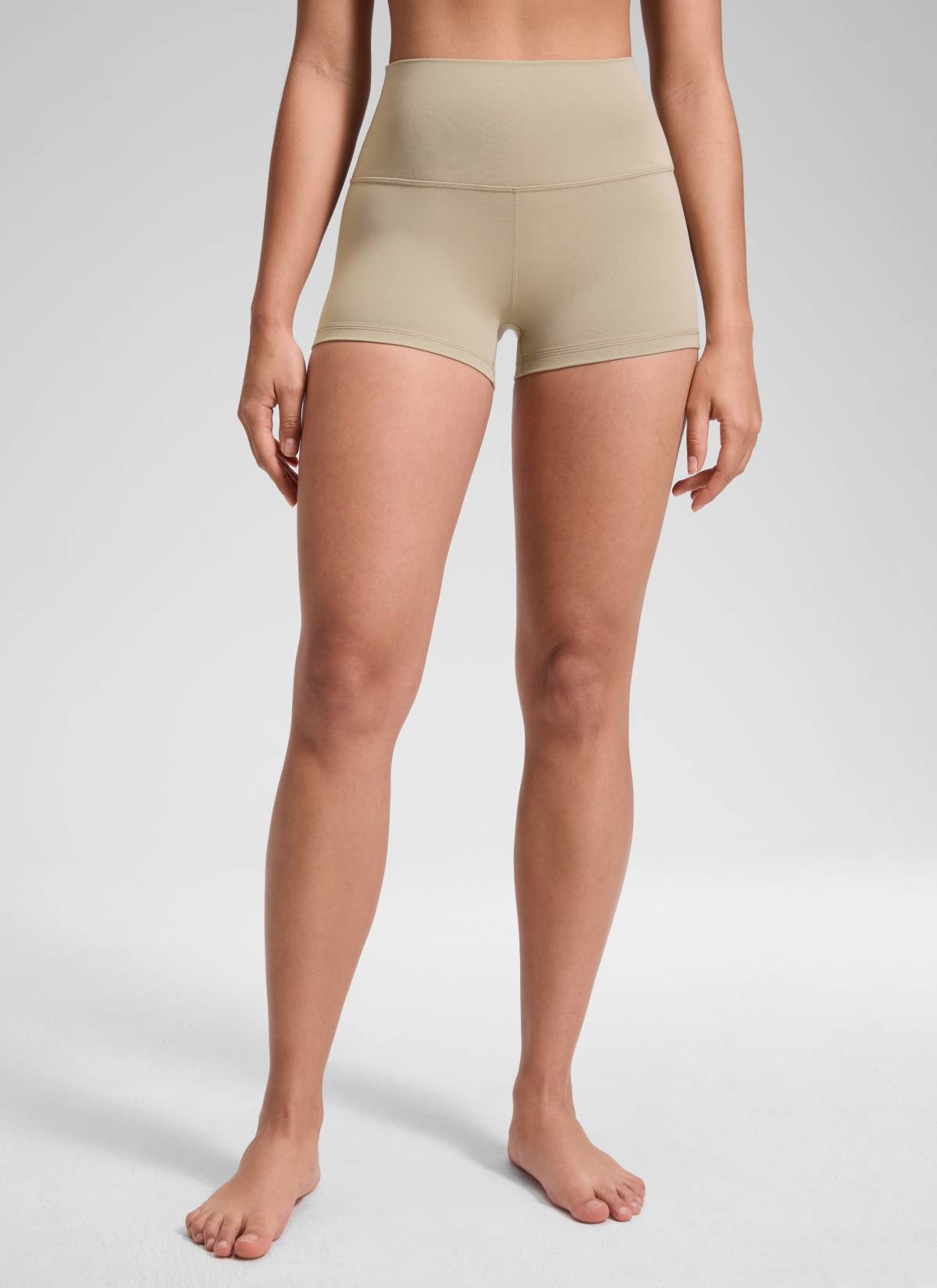 CRZ YOGA Women's Yoga High Rise Booty Butterluxe Biker Shorts 2.5'' Oak