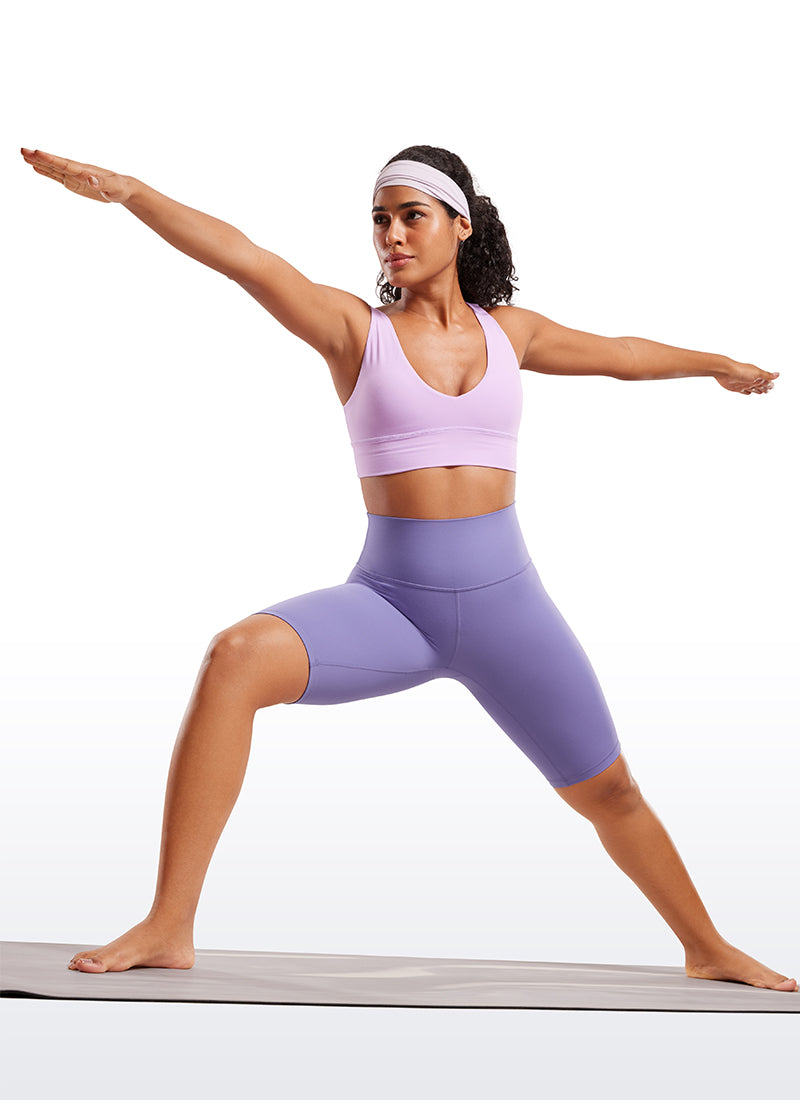 CRZ YOGA กางเกงบิกเกอร์ยาวสำหรับผู้หญิงแบบ High RiseButterluxe , 10'' สีม่วงลาเวนเดอร์เข้ม