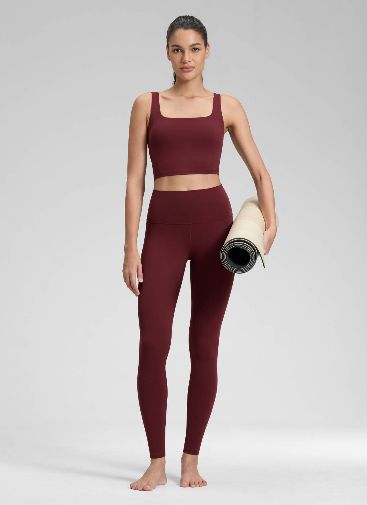 CRZ YOGA Women's Yoga Lounge High Rise Butterluxe Yoga Leggings 28'' Red Merlot