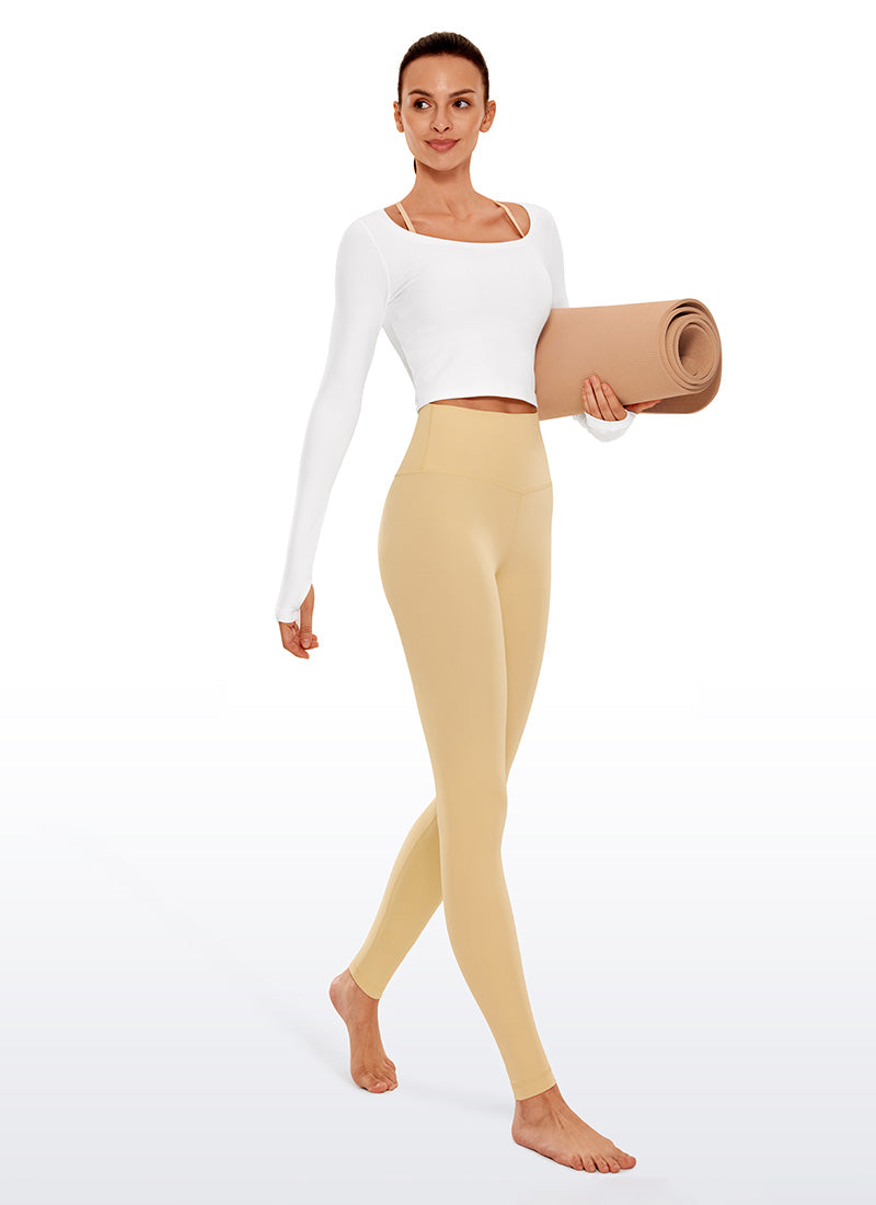 CRZ YOGA Women's Yoga Lounge High Rise Butterluxe Yoga Leggings 30'' Tan Milkshake