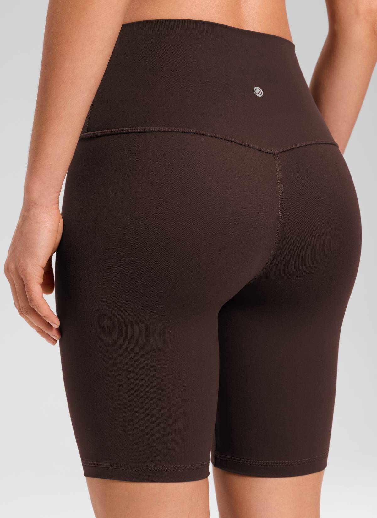 CRZ YOGA Women's Yoga High Rise Butterluxe Long Biker Shorts 8'' Hot Fudge Brown