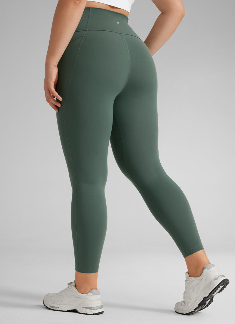 CRZ YOGA เลกกิ้งโยคะ สำหรับผู้หญิง เอวสูง มีกระเป๋า Butterluxe ขนาด 64 ซม. สีเขียวเข้ม Dark Forest Green