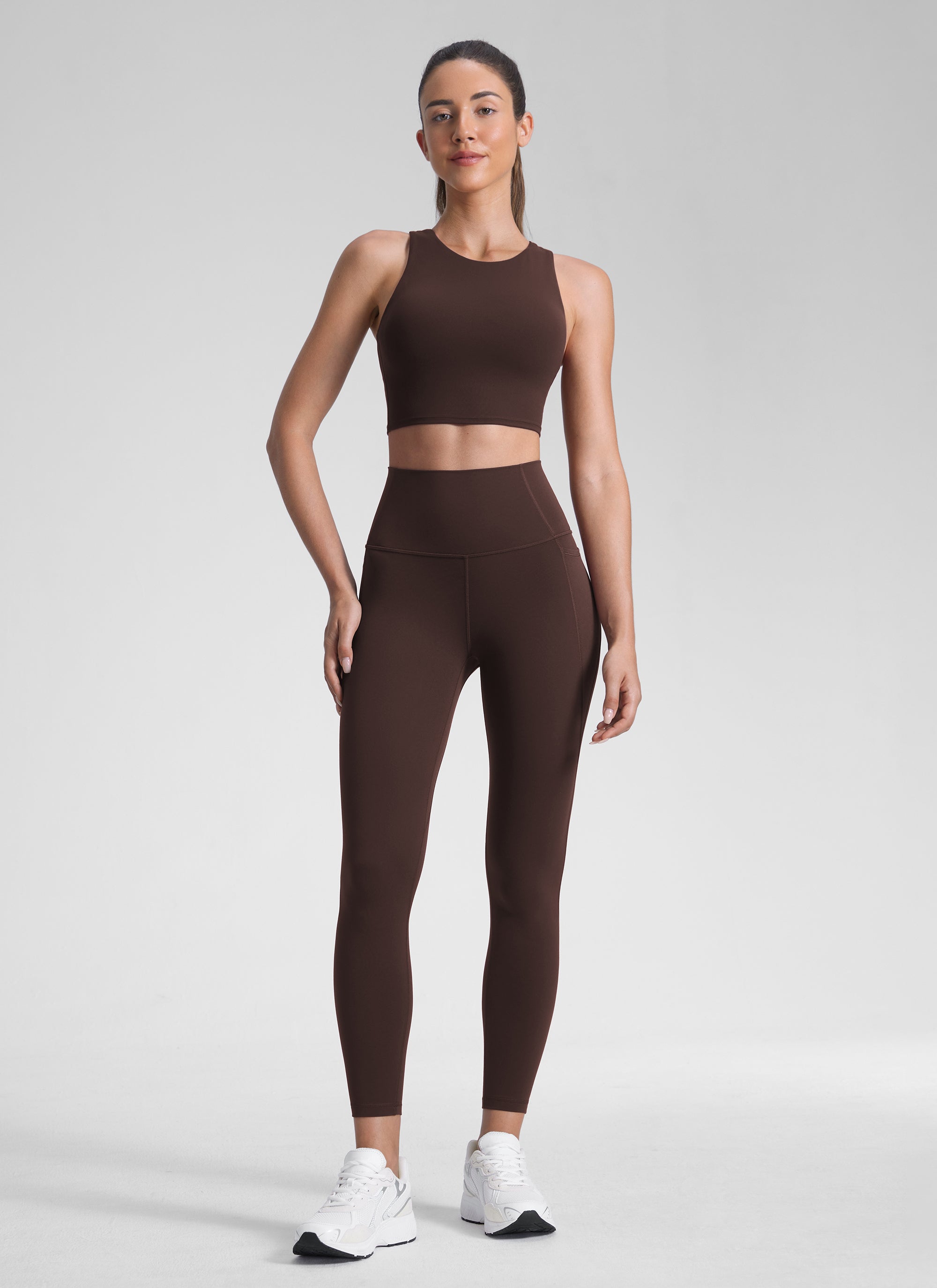 CRZ YOGA กางเกงเลกกิ้งผู้หญิงแบบโยคะButterluxe Pocket Leggings ทรงสูง 25'' สี Hot Fudge Brown