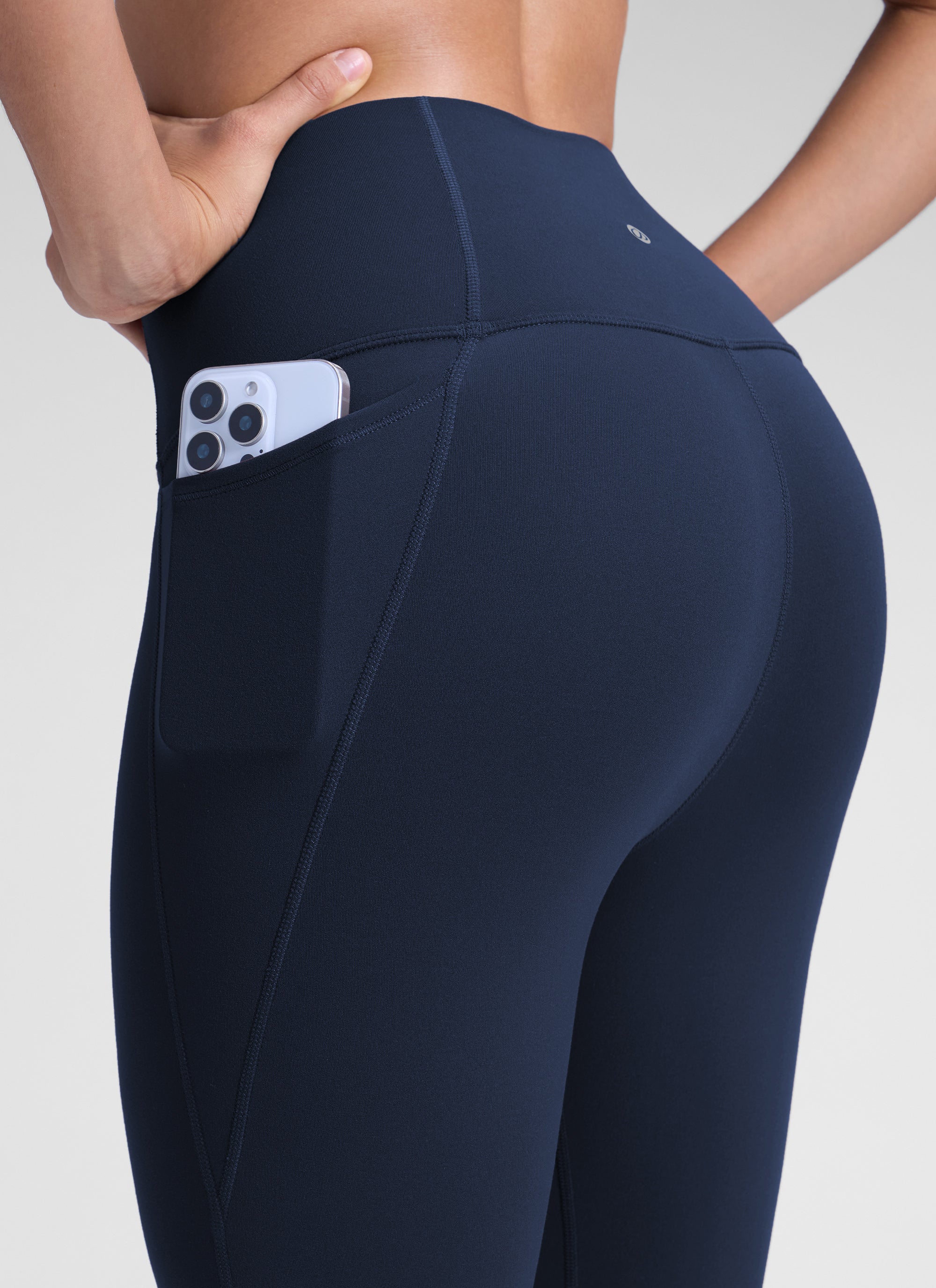 กางเกงเลกกิ้งโยคะเอวสูงมีกระเป๋า Butterluxe ความยาว 25 นิ้ว สำหรับผู้หญิง CRZ YOGA Future Navy