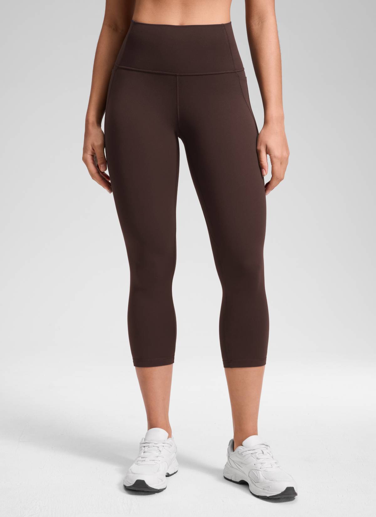 CRZ YOGA Women's Yoga High Rise Butterluxe Capri with Pockets 21'' Hot Fudge Brown