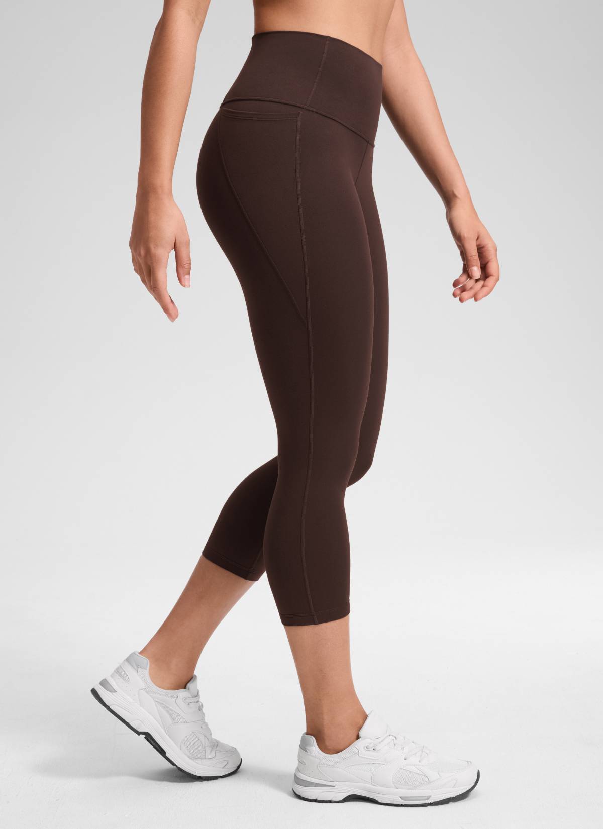 CRZ YOGA Women's Yoga High Rise Butterluxe Capri with Pockets 21'' Hot Fudge Brown