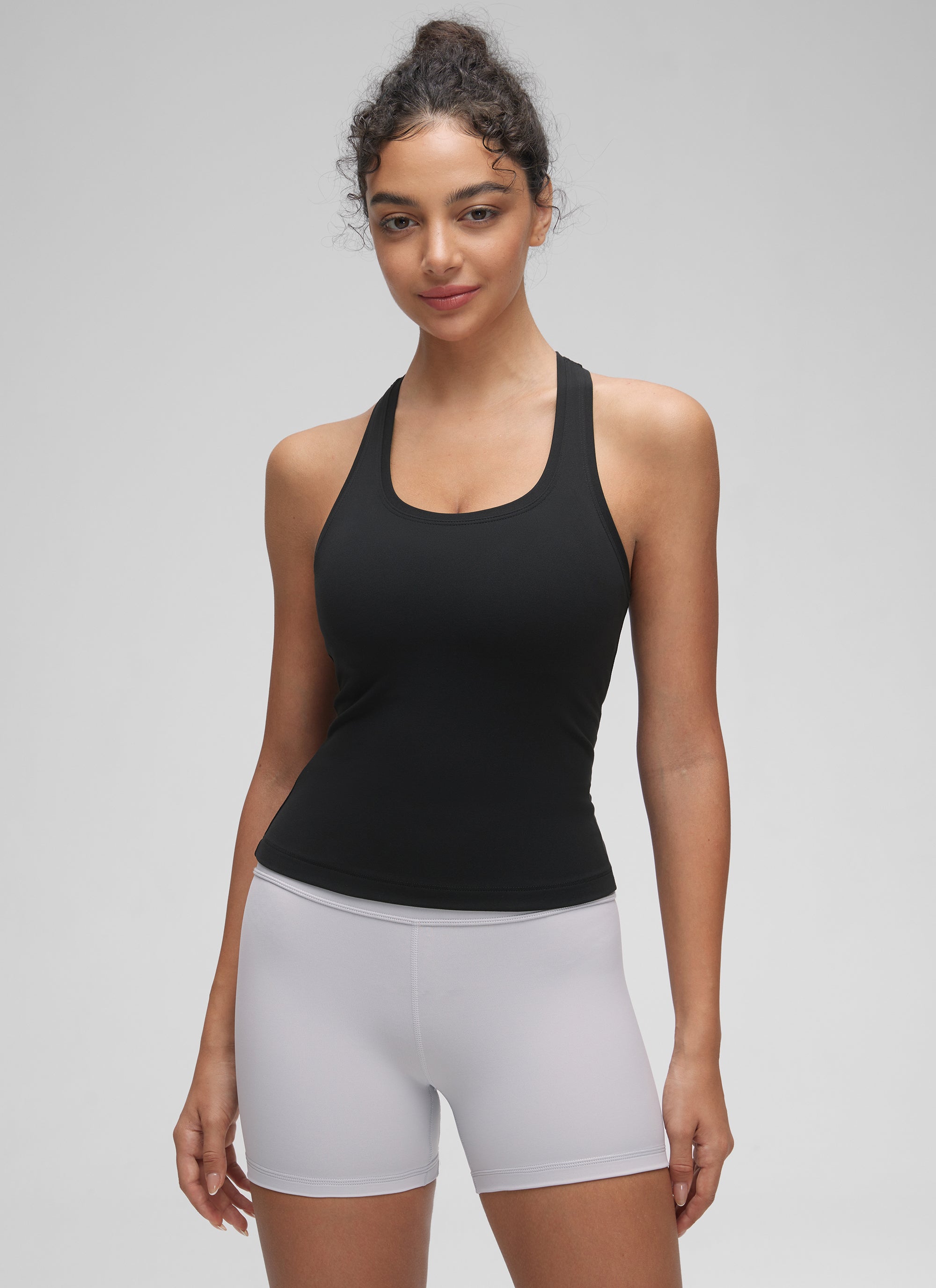 CRZ YOGA Women's Yoga Tight Fit Butterluxe Crewneck Tank Top Racerback Black