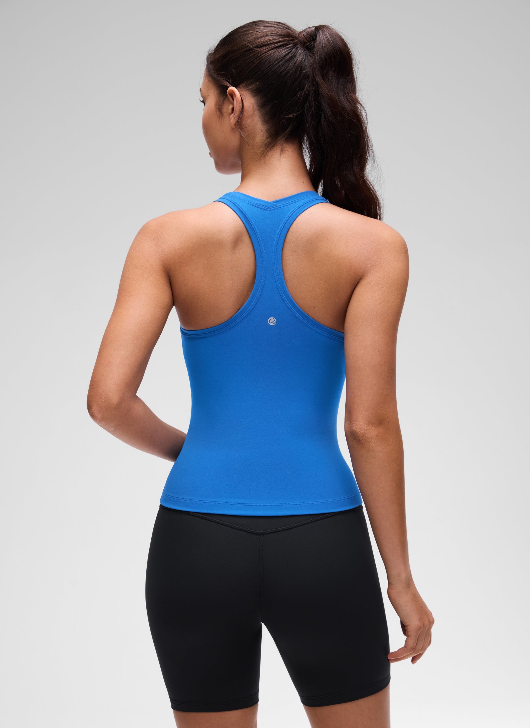 CRZ YOGA Women's Yoga Tight Fit Butterluxe Crewneck Tank Top Racerback Sparkle Blue