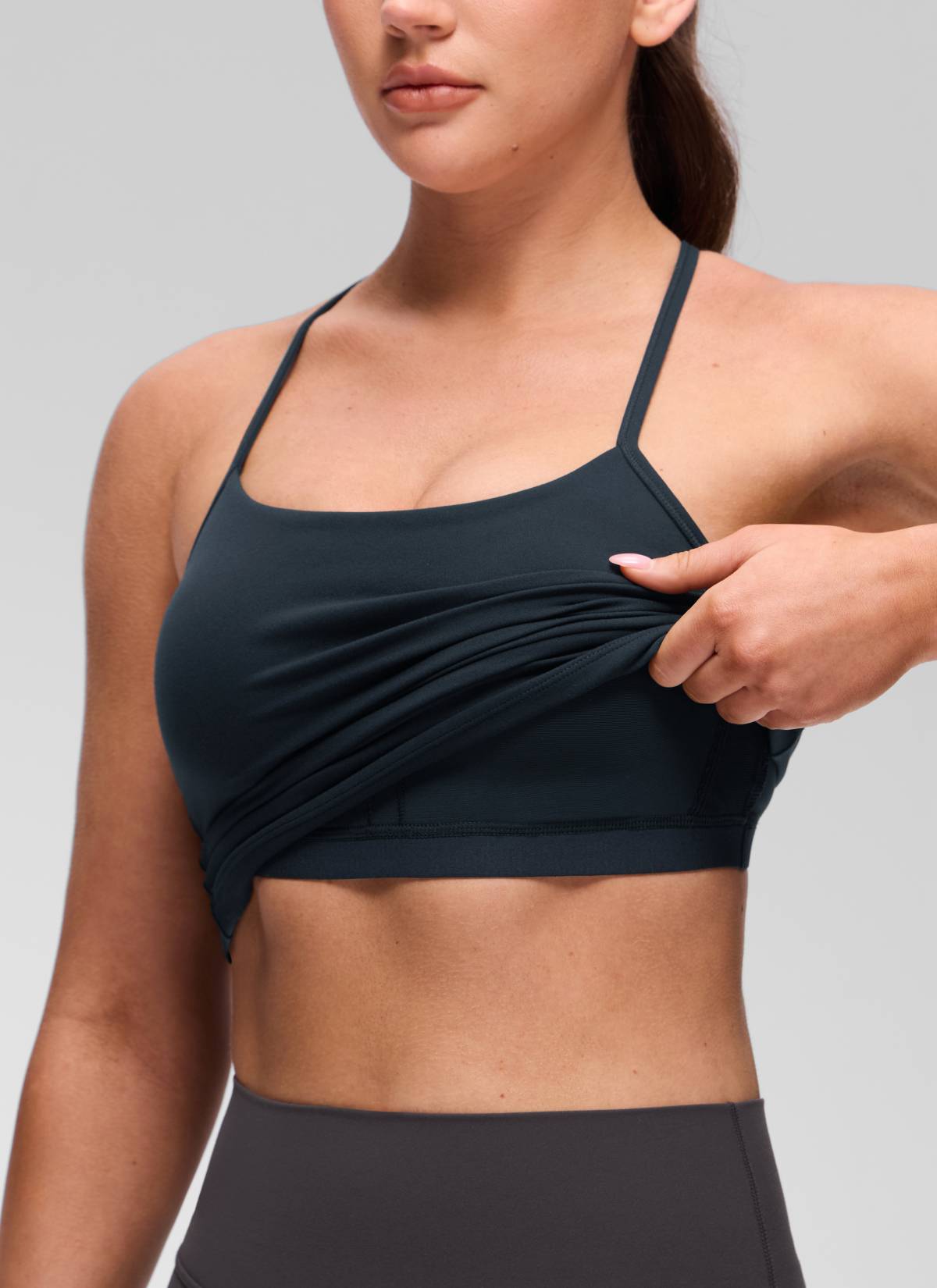 CRZ YOGA Women's Yoga Slim Fit Butterluxe Built-in Bra Tank Y Back True Navy