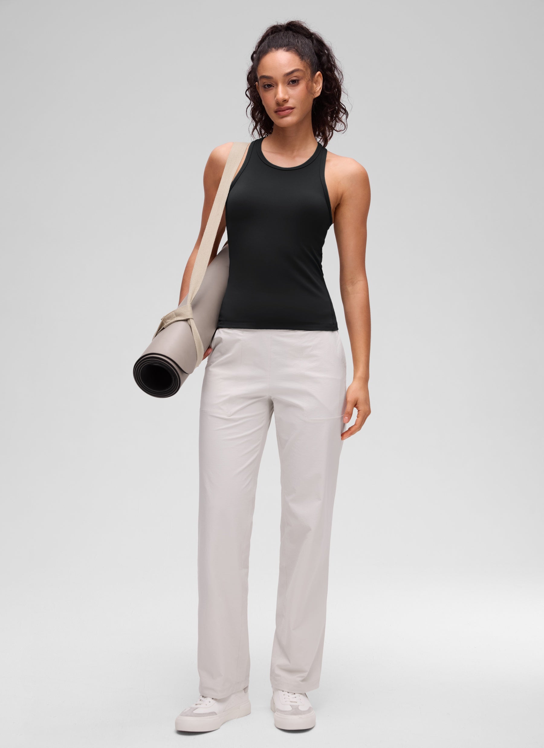 CRZ YOGA Women's Yoga Tight Fit Tops Butterluxe Tank Top High Neck Black