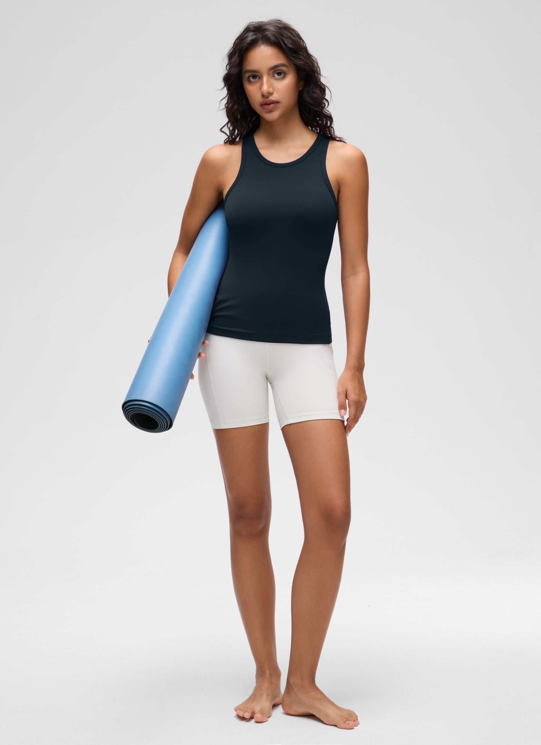 CRZ YOGA Women's Yoga Tight Fit Tops Butterluxe Tank Top High Neck True Navy