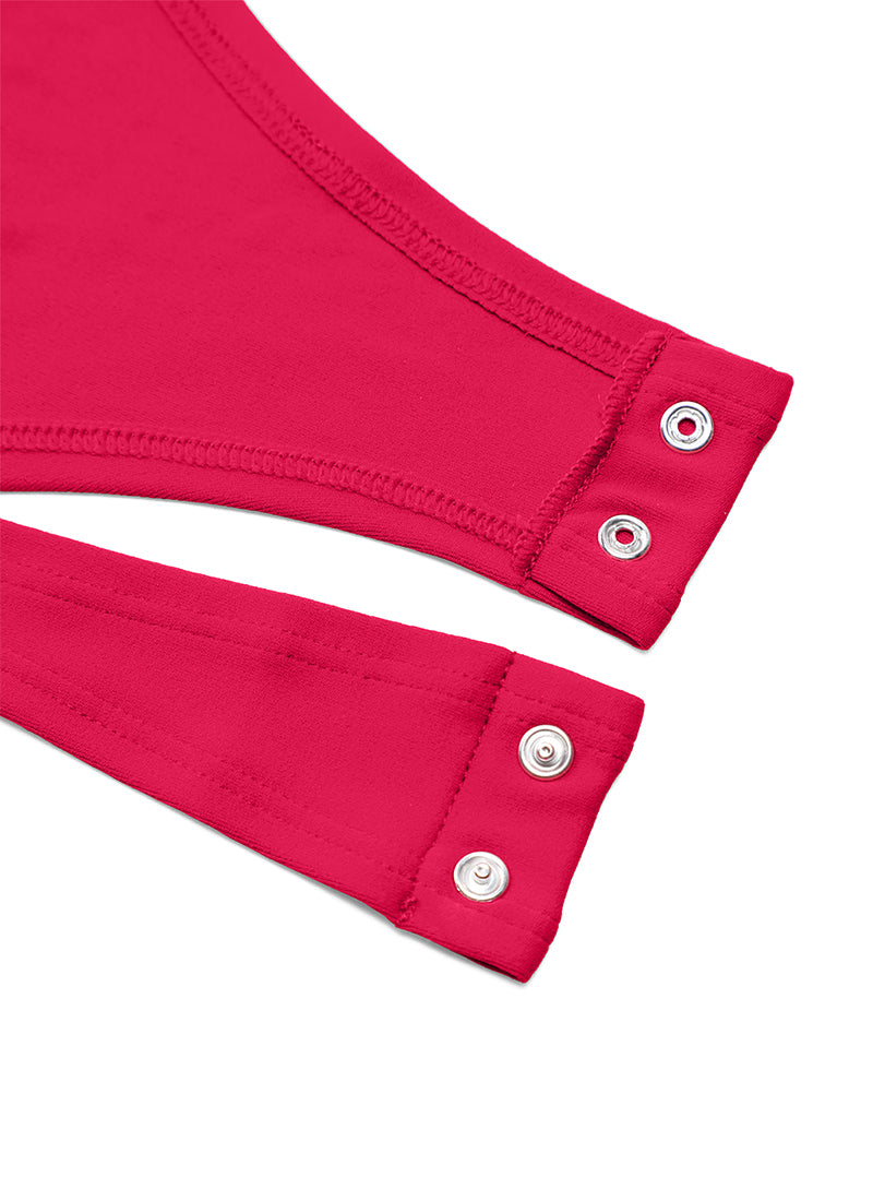 CRZ YOGA ชุดบอดี้สูทโยคะสำหรับผู้หญิง ทรงรัดรูป คอกลม แขนยาว สี Viva Magenta