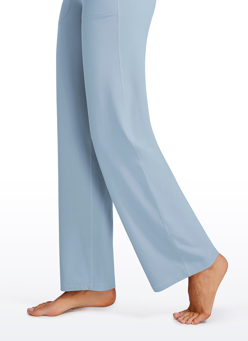 CRZ YOGA Women's Butterluxe High Rise Wide Leg Pants with Pockets 31'' Cambric Blue