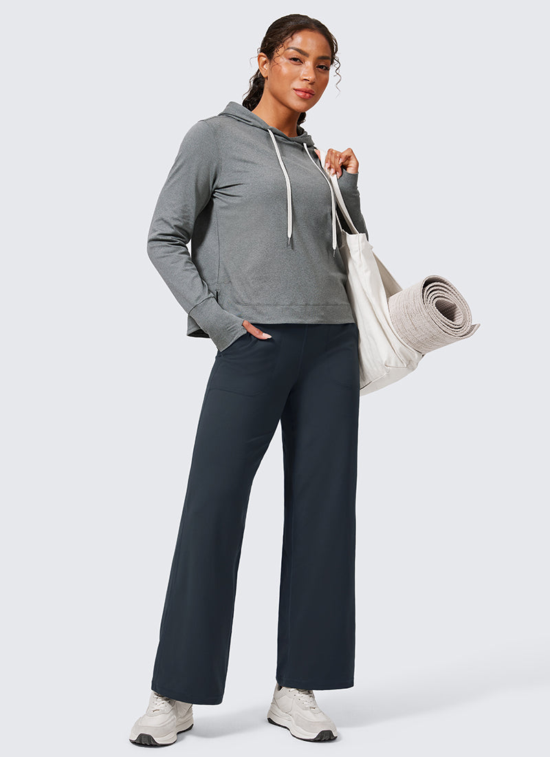 CRZ YOGA Women's Butterlift High Waisted Wide Leg Pants with Pockets True Navy
