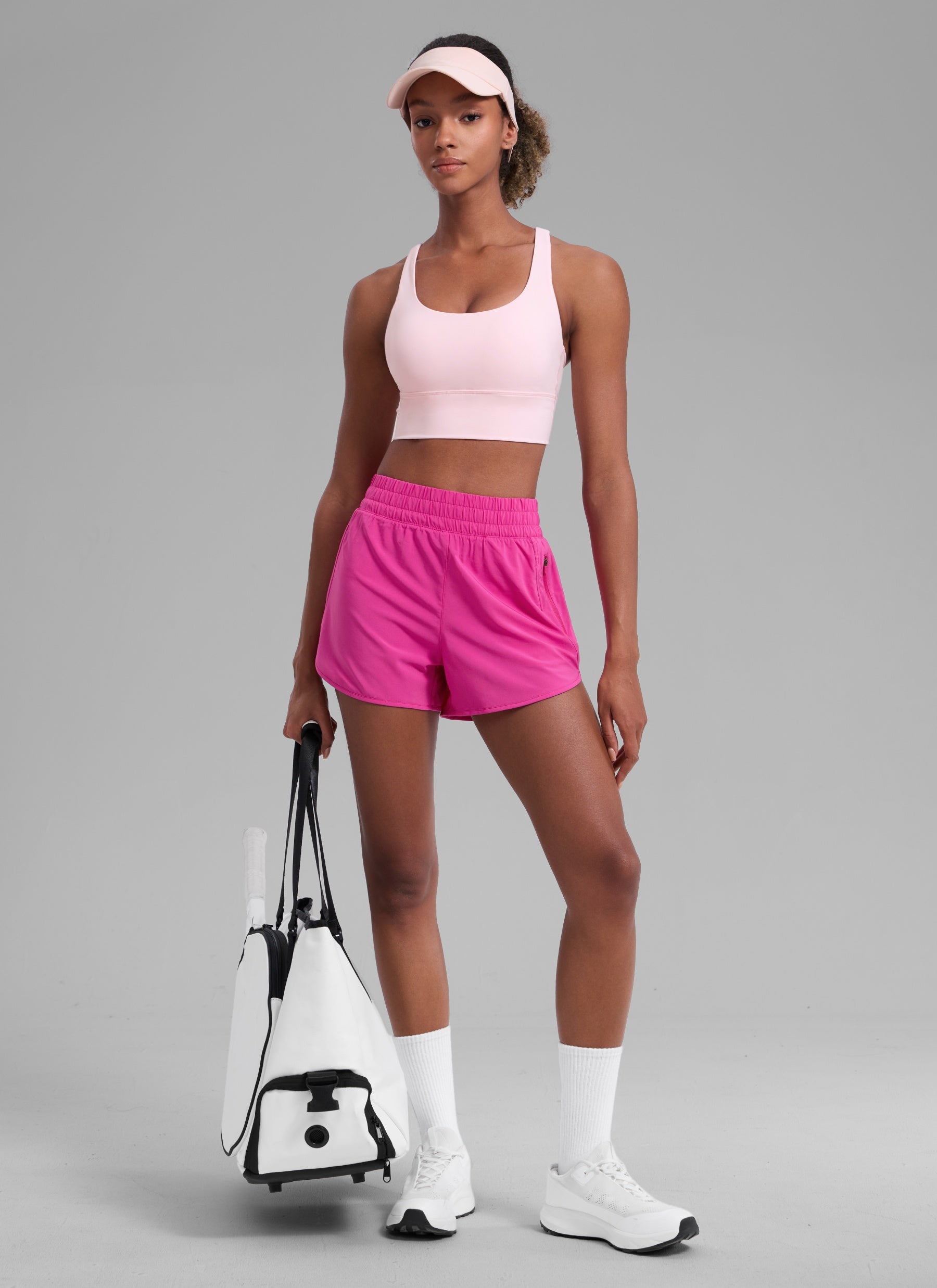 CRZ YOGA Women's Running High Waisted Mesh Lined Shorts 3'' Hibiscus Purple