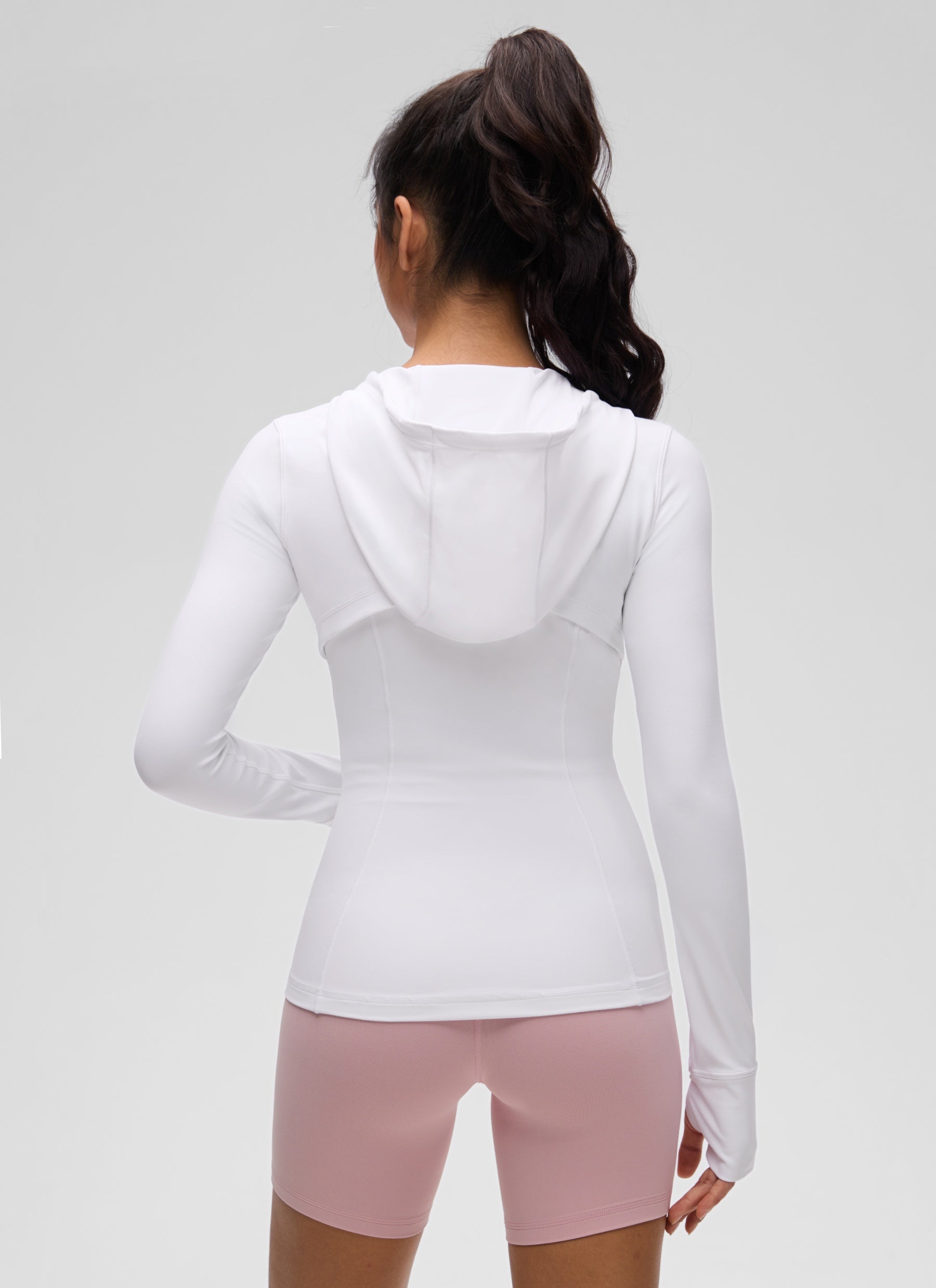 CRZ YOGA Women's Butterluxe Slim Fit Pocket Outerwear Full Zip Hoodies White
